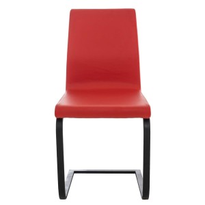 Silla de Confidente ELARA, Estructura en Acero inoxidable, Tapizada en Piel color Negro