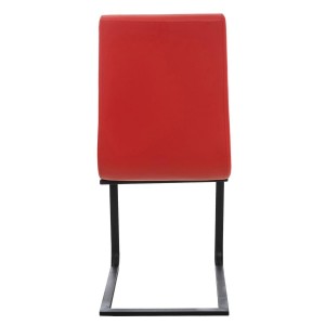 Silla de Confidente ELARA, Estructura en Acero inoxidable, Tapizada en Piel color Negro