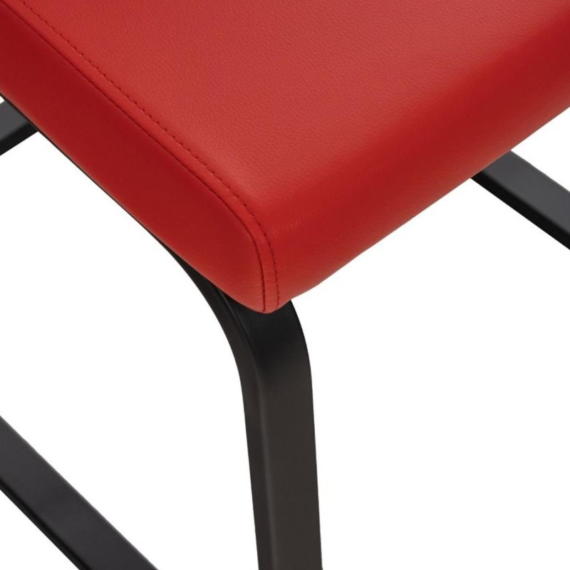 Silla de Confidente ELARA, Estructura en Acero inoxidable, Tapizada en Piel color Negro