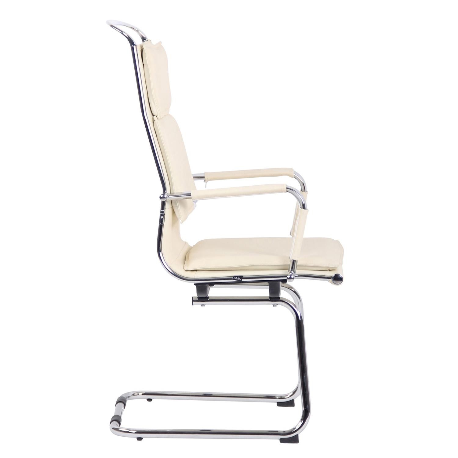 Silla de Confidente QUEBEC V, Doble Acolchado, Estructura Metálica, en Piel Natural color Negro