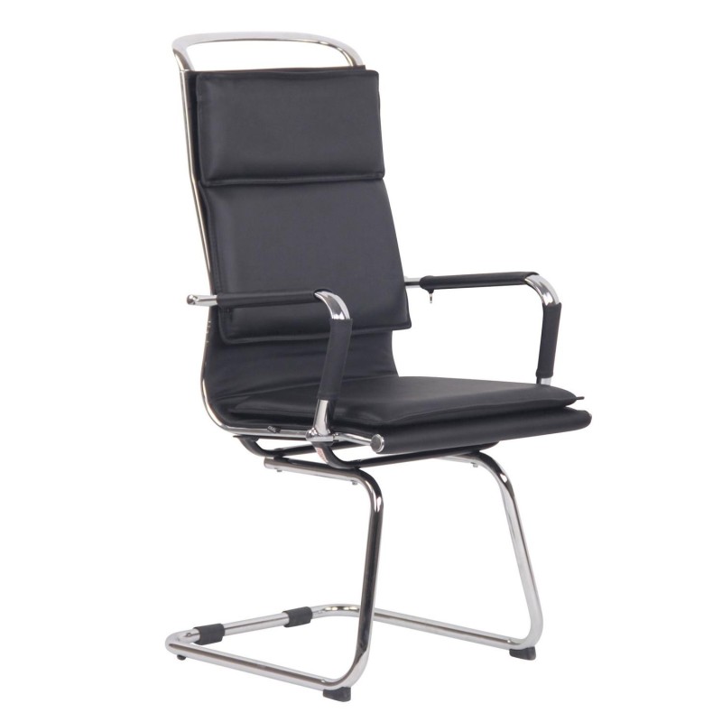 Silla de Confidente QUEBEC V en Piel Natural color Negro