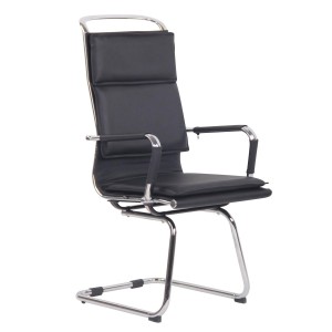 Silla de Confidente QUEBEC V en Piel Natural color Negro