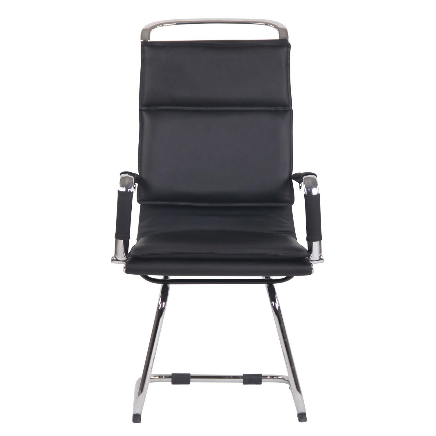Silla de Confidente QUEBEC V, Doble Acolchado, Estructura Metálica, en Piel Natural color Negro