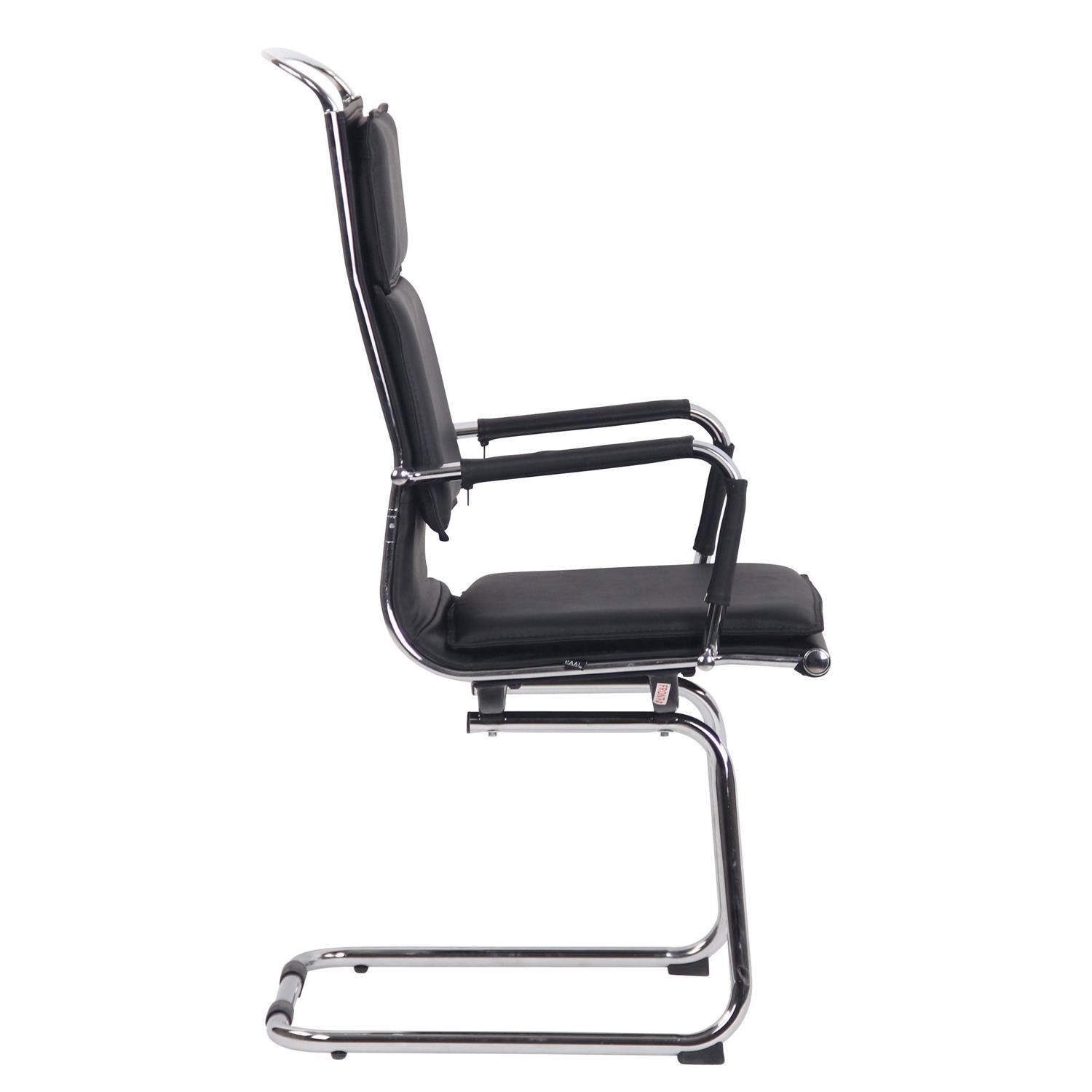 Silla de Confidente QUEBEC V, Doble Acolchado, Estructura Metálica, en Piel Natural color Negro