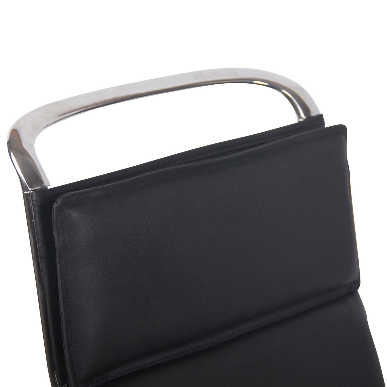 Silla de Confidente QUEBEC V, Doble Acolchado, Estructura Metálica, en Piel Natural color Negro