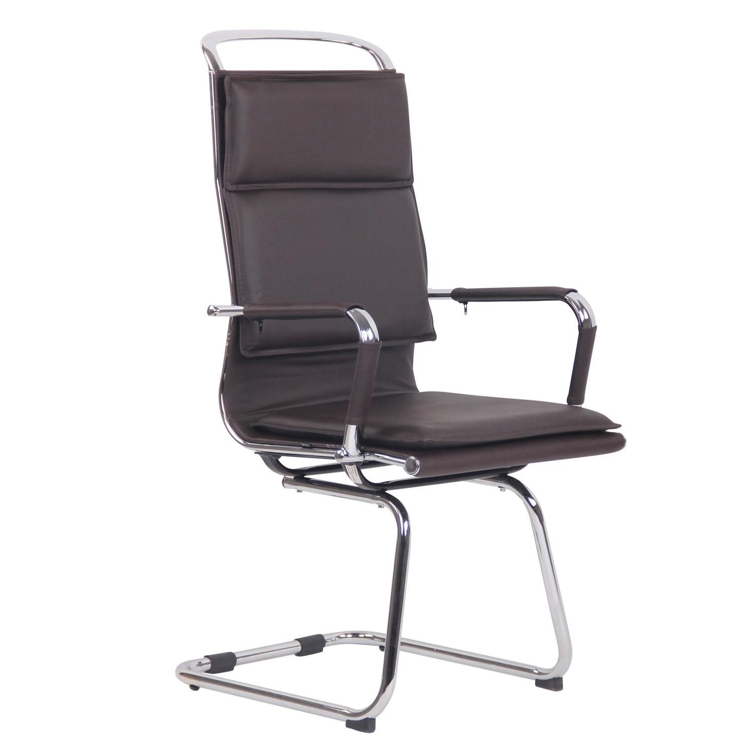 Silla de Confidente QUEBEC V, Doble Acolchado, Estructura Metálica, en Piel Natural color Negro