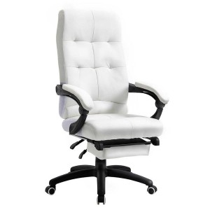 Sillón de Oficina LEONARDO, Reposapiés, en Piel Color Blanco