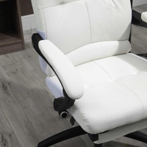 Sillón de Oficina LEONARDO, Reposapiés, en Piel Color Blanco