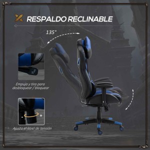 Silla Gaming URUS, en Tela y Piel, Negra y Azul