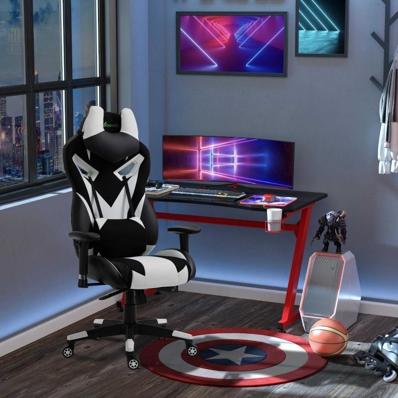 Silla Gaming URUS, en Tela y Piel, Negra y Azul