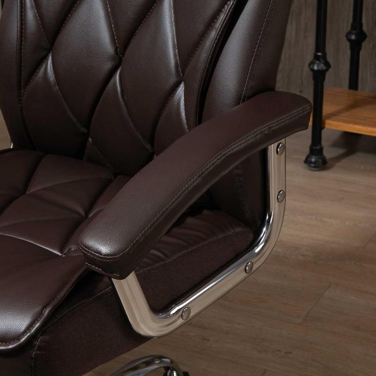 Sillón de Oficina BENITO, Elegante Diseño, Gran Acolchado, en Piel Negra