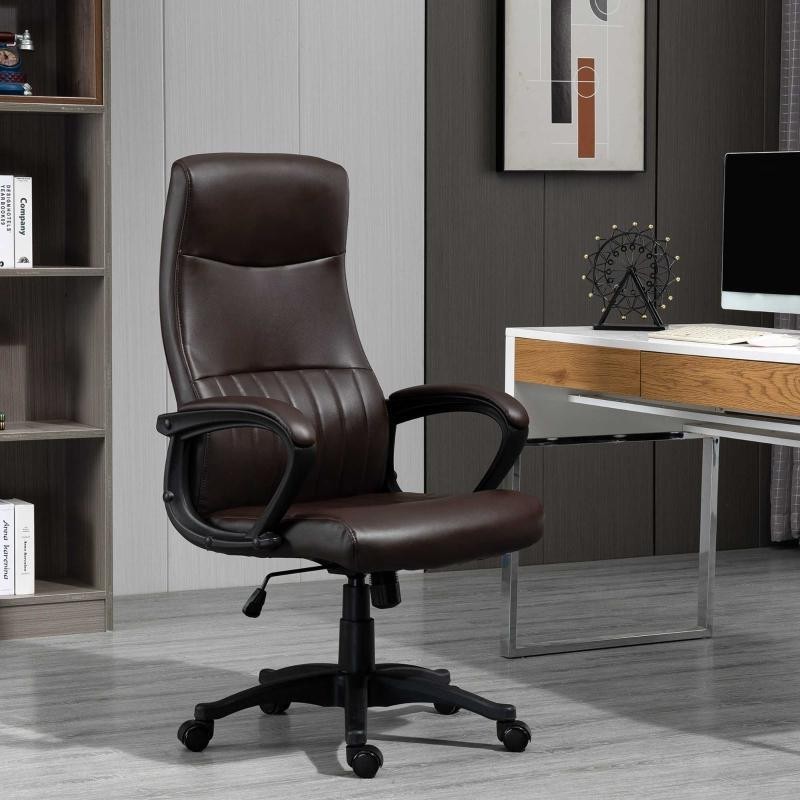 Sillón de Oficina MALDON, Elegante Diseño, en Piel Color Negro