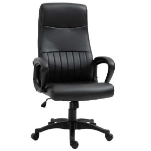 Sillón de Oficina MALDON, Elegante Diseño, en Piel Color Negro