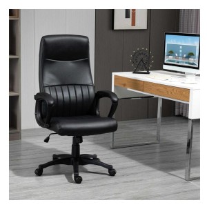 Sillón de Oficina MALDON, Elegante Diseño, en Piel Color Negro