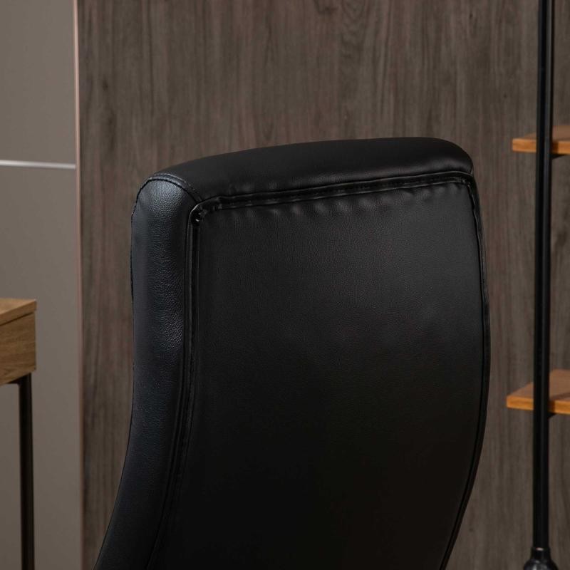 Sillón de Oficina MALDON, Elegante Diseño, en Piel Color Negro