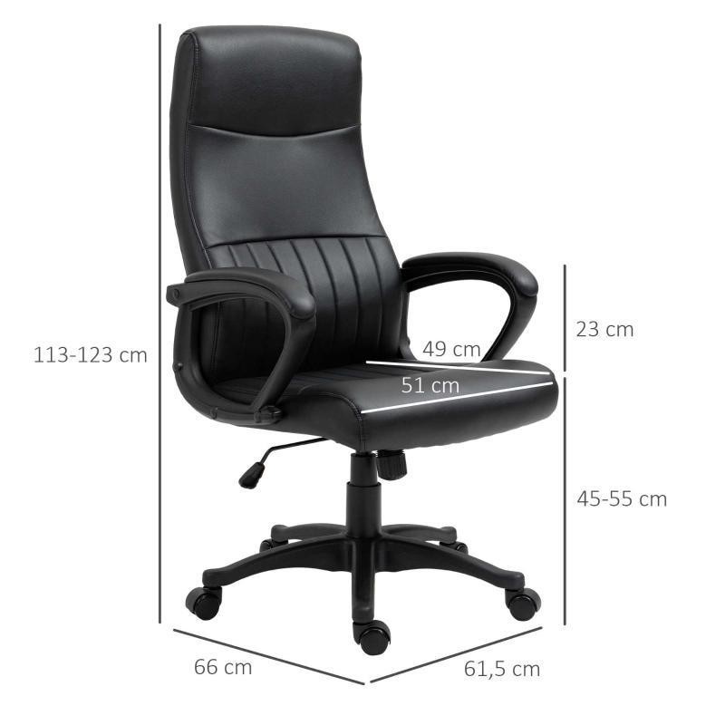 Sillón de Oficina MALDON, Elegante Diseño, en Piel Color Negro
