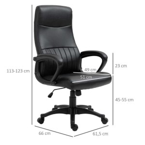 Sillón de Oficina MALDON, Elegante Diseño, en Piel Color Negro