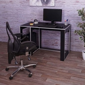 Mesa Gaming RODES, Dimensiones 120x60x76cm, Color Negro y Rojo