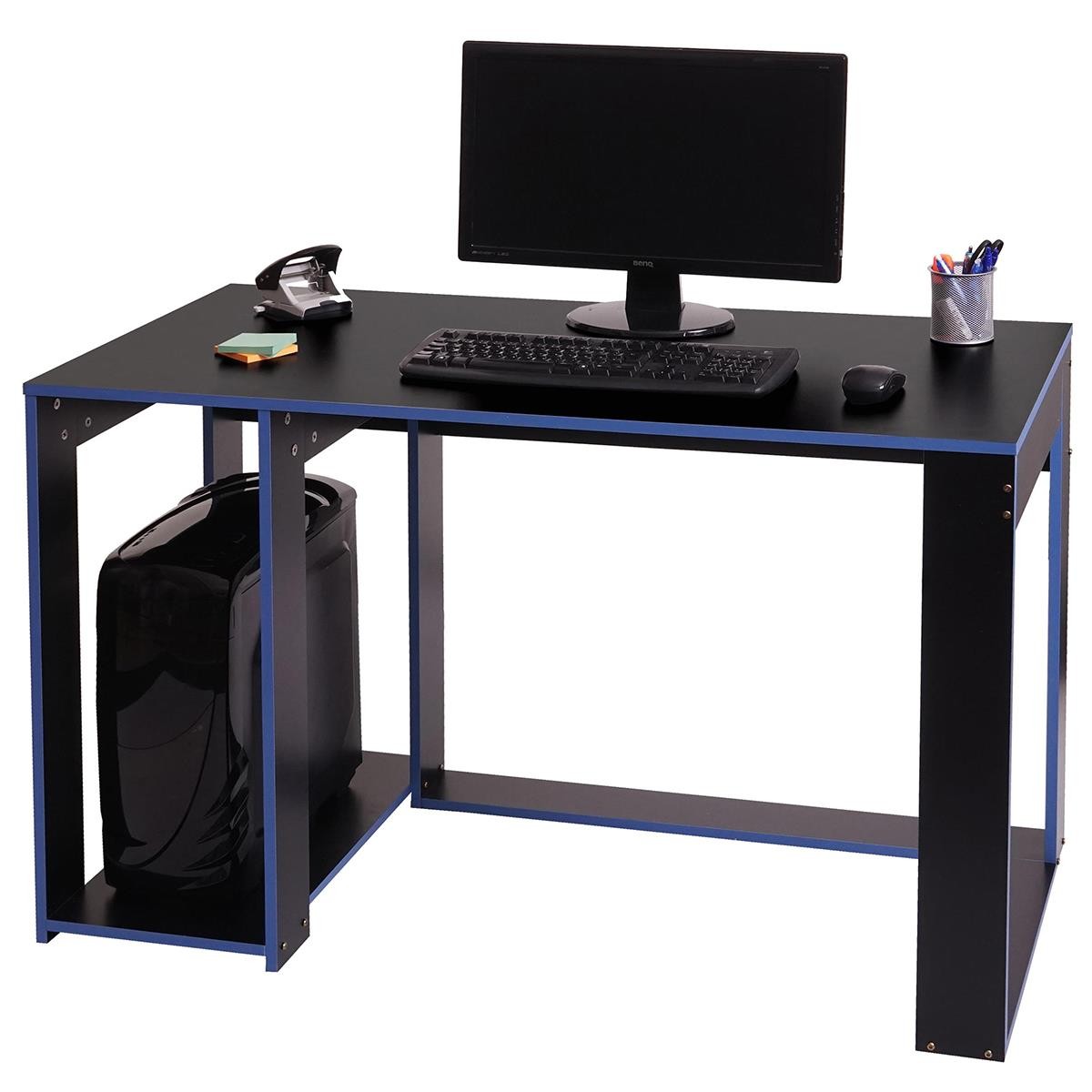 Mesa Gaming RODES, 120x60x76cm, con Soporte para CPU, color Negro y Rojo