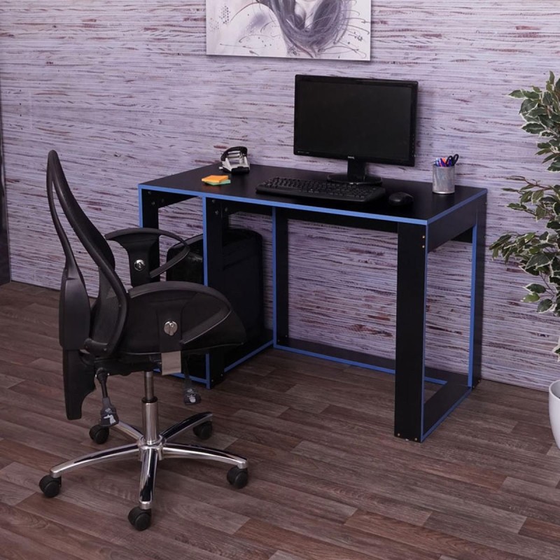 Mesa Gaming RODES, Dimensiones 120x60x76cm, Color Negro y Rojo