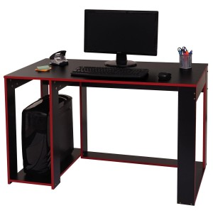 Mesa Gaming RODES, Dimensiones 120x60x76cm, Color Negro y Rojo