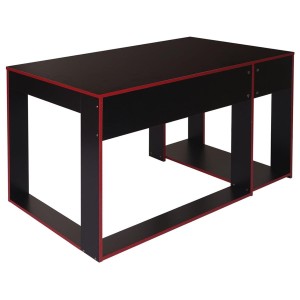 Mesa Gaming RODES, Dimensiones 120x60x76cm, Color Negro y Rojo