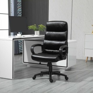 Sillón de Oficina BRUT en Piel color Negro 2