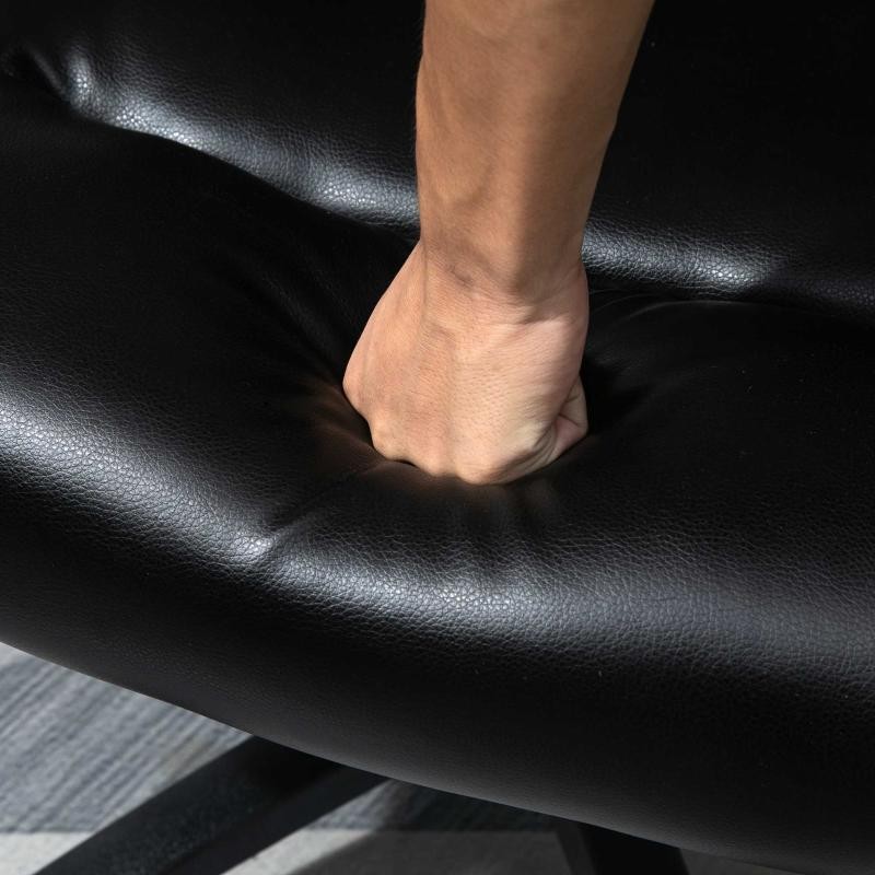 Sillón de Oficina BRUT, Elegante Diseño, Costuras Vistas, en Piel color Negro