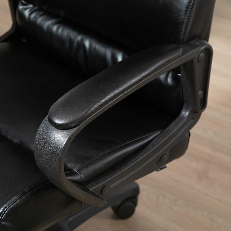 Sillón de Oficina BRUT, Elegante Diseño, Costuras Vistas, en Piel color Negro