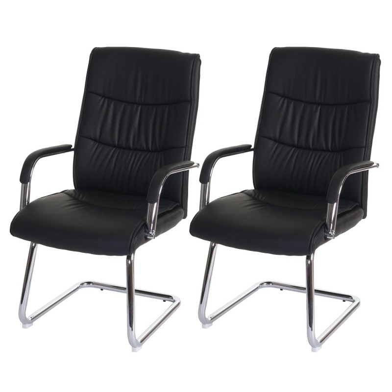 Lote de 2 Sillas de Confidente CAROL PLUS en Piel color Negro