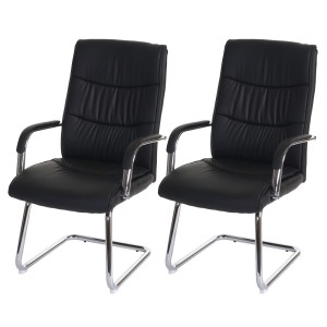 Lote de 2 Sillas de Confidente CAROL PLUS en Piel color Negro