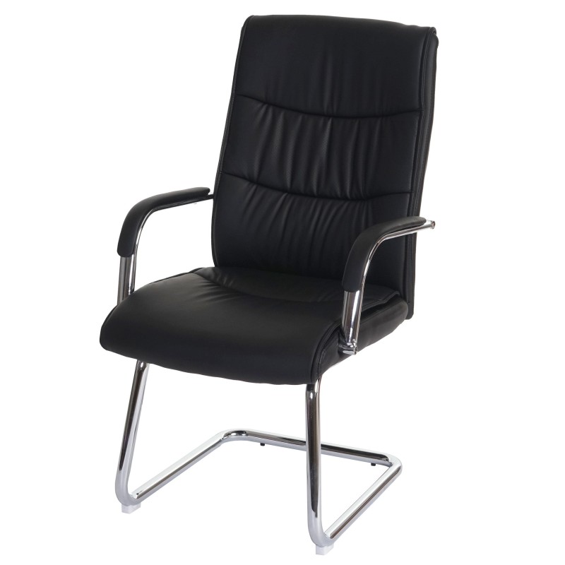 Lote de 2 Sillas de Confidente CAROL PLUS en Piel color Negro