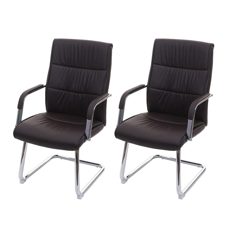 Lote de 2 Sillas de Confidente CAROL PLUS en Piel color Negro
