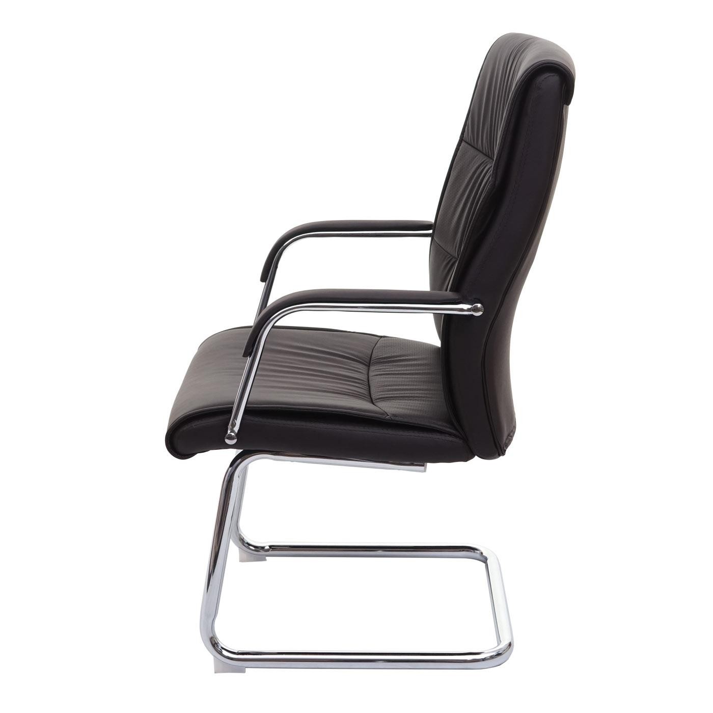 Lote de 2 Sillas de Confidente CAROL PLUS, Estructura Metálica, Gran Acolchado, en Piel color Negro