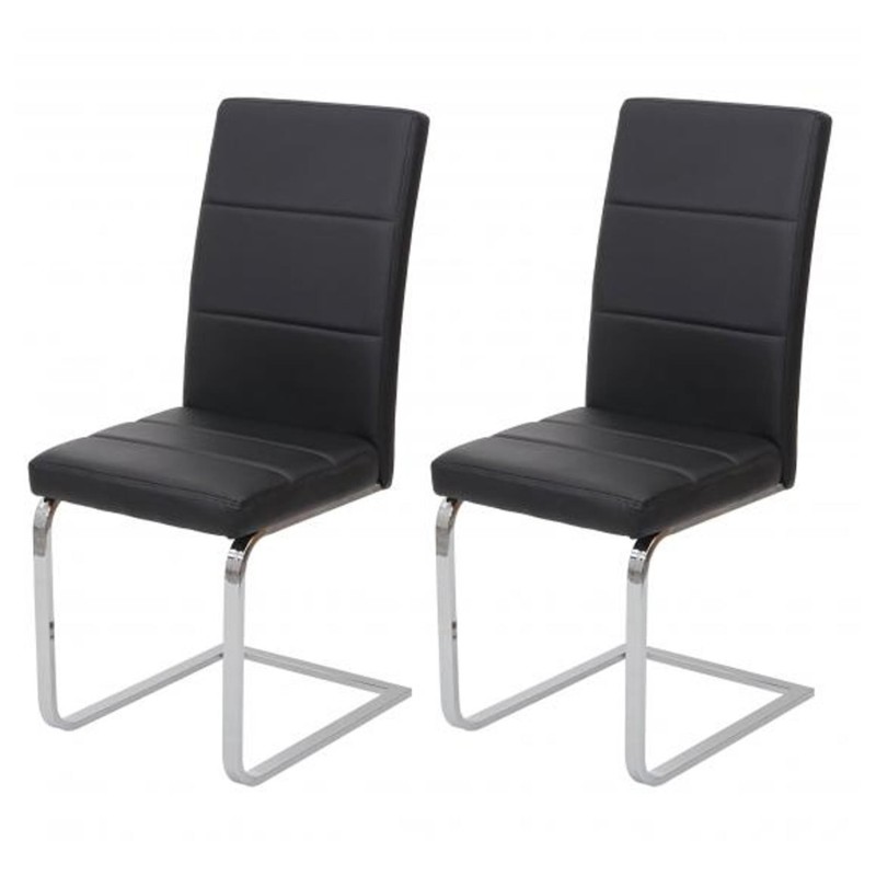 Lote 2 Sillas de Confidente VERMONT en Piel color Negro
