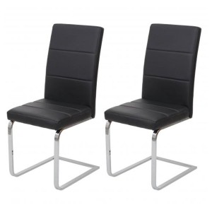 Lote 2 Sillas de Confidente VERMONT en Piel color Negro
