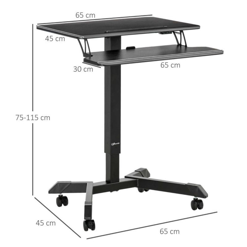 Mesa de Ordenador PARKER, totalmente ajustable y con altura regulable, en madera color negro