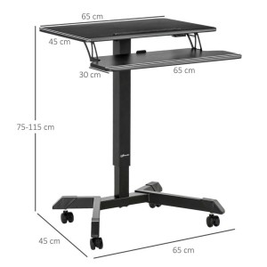 Mesa de Ordenador PARKER, totalmente ajustable y con altura regulable, en madera color negro