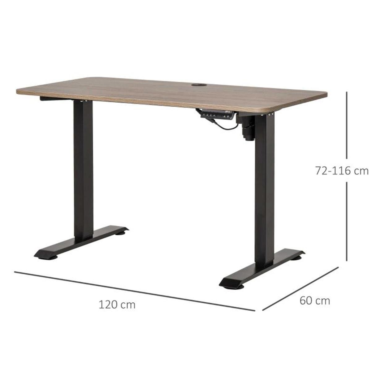 Mesa de Ordenador NAIROBI, 120x60x72-116 cm, Altura Regulable, en Madera color Teka
