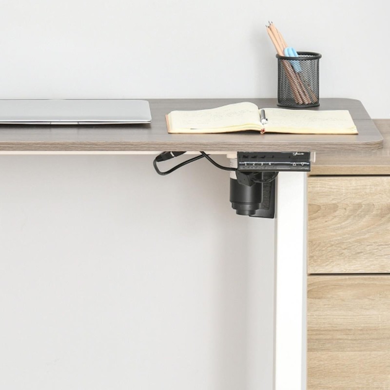 Mesa de Ordenador NAIROBI, Con altura regulable, en Madera color Teca