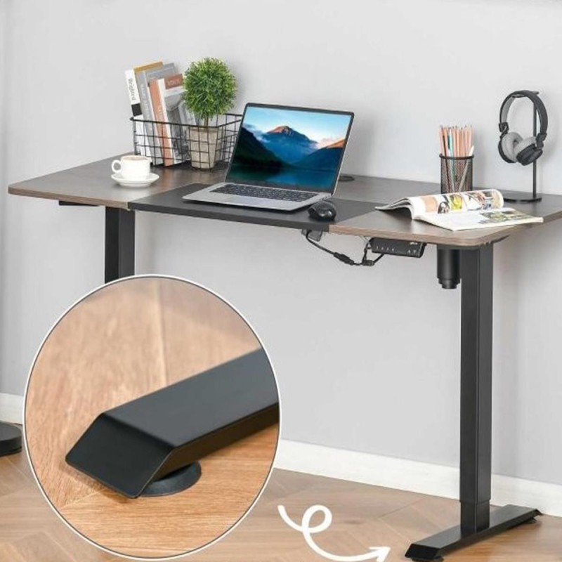 Mesa de Ordenador NAIROBI PLUS, Con altura regulable, en Madera color Teca