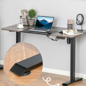Mesa de Ordenador NAIROBI PLUS, Con altura regulable, en Madera color Teca