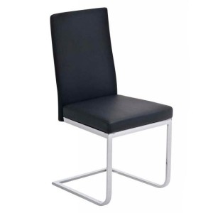 Silla de Confidente / Reuniones ASPE, metal cromado, Piel Negro