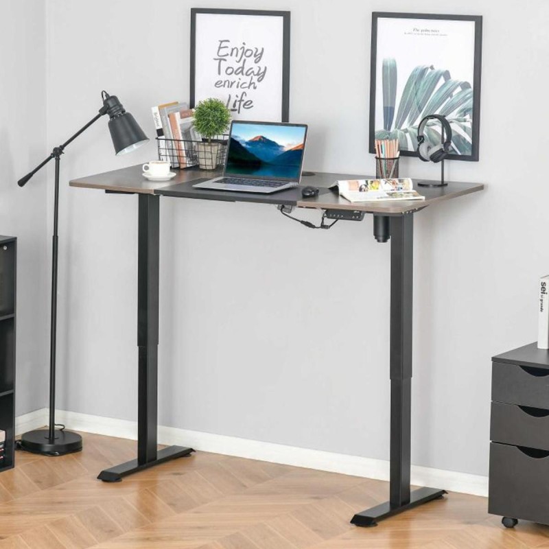 Mesa de Ordenador NAIROBI PLUS, Con altura regulable, en Madera color Teca