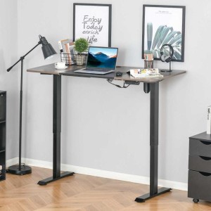 Mesa de Ordenador NAIROBI PLUS, Con altura regulable, en Madera color Teca