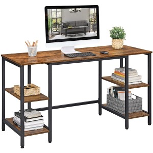 Mesa de ordenador YAMA, moderno diseño, en metal y madera color Marrón
