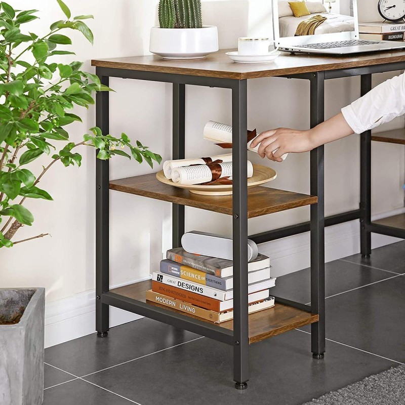 Mesa de ordenador YAMA, moderno diseño, en metal y madera color Marrón
