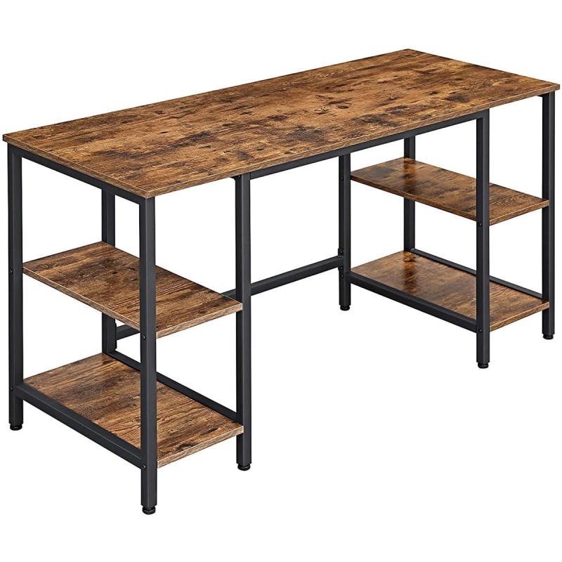 Mesa de ordenador YAMA, moderno diseño, en metal y madera color Marrón