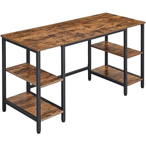 Mesa de ordenador YAMA, moderno diseño, en metal y madera color Marrón