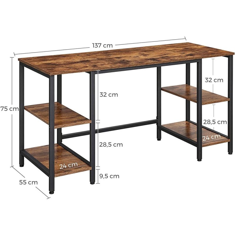 Mesa de ordenador YAMA, moderno diseño, en metal y madera color Marrón